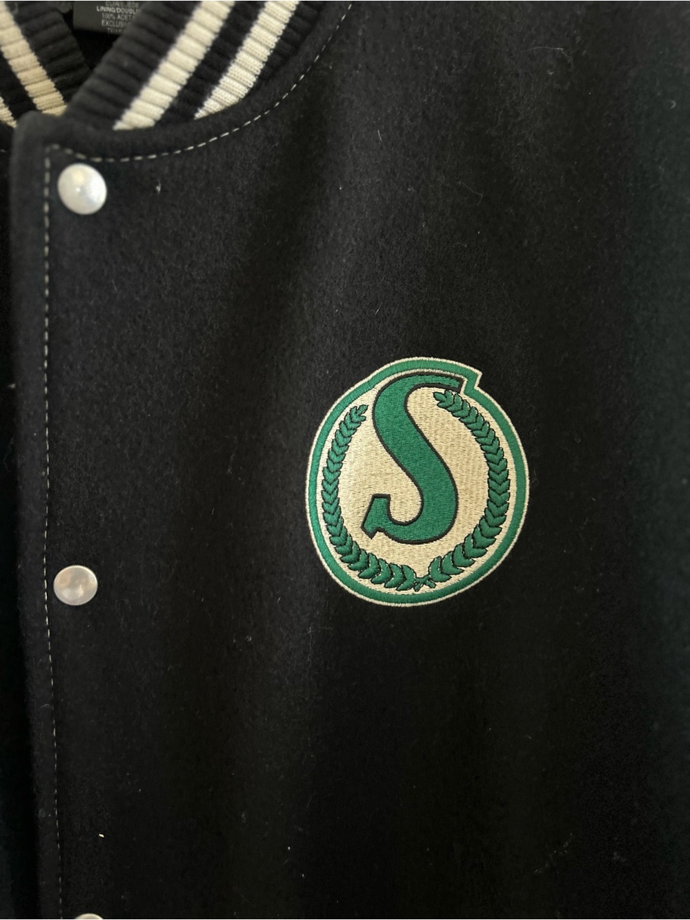 Vtg RbK Reebok Roger Edwards Saskatchewan Roughriders Varsity Jacket L - Picture 4 of 8